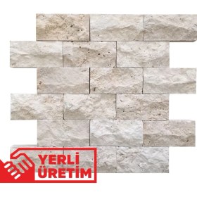 Resim Markataş 5X10Cm Klasik Doğal Taş Traverten Patlatma Mozaik Duvar Kaplama 