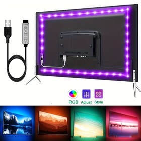 Resim 55.88-165.1 cm boyutundaki LED TV arka ışığı için 1 set 4.98 metre, akıllı TV LED ışıkları 8 renkte ayarlanabilir, dinamik modda, hassas ve ayarlanabilir TV ışık şeridi oyun odası ve TV arka plan dekorasyonu için uygundur. Kurban Bayramı'nız mübarek olsun. 