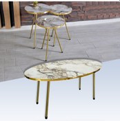 Resim Zigon Sehpa Ve Orta Sehpa Elips Altın Metal Ayak Altın Efes Set 