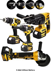 Resim Newstar New Star Profesyonel 4'Lü Set Şarjlı Delici Kırıcı Hilti 2-26+125mm Taşlama+800Nm Somun Sökme+13mm D 