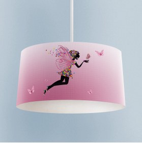 Resim MASAL ODAM BEBEK VE ÇOCUK ODASI Pembe Uçan Kelebekli Prenses Kız Desenli Avize 