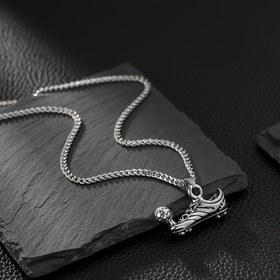 Resim [1pc Futbol Ayakkabı Kolye] Funky Vintage Futbol Ayakkabı Kolye, Antik Gümüş Plated Çinko Alaşım, Demir Zincir, Erkek Moda Retro Charm Mücevher 