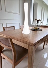 Resim Uzun Büyük Dev 60 Cm Cam Fil Ayağı Zarif Dengeli Düz Beyaz Vazo 