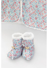 Resim Bebek Yelek & Patik 6-12 Ay Loom Mavi Çiçekli 