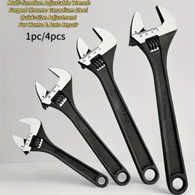 Resim Popüler Tavsiye Ayarlanabilir Anahtar 1 Adet/4 Adet Krom Vanadyum Çelik Dövme Hızlı Ayarlama Ratchet, Kaymaz Kalınlaştırılmış Boru Montajı/Ev Tamiri/Otomotiv Bakımı için - Anında Manuel Alet 