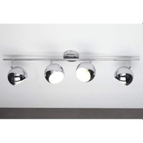 Resim Rsylight Retro Krom Kaplama 180 Derece Hareketli Modern Spor 4 Lü Led Spot Avize Beyaz Ampullü Siyah 