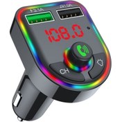 Resim woodhub C613 Rgb Işıklı Bluetoothlu Usb Bellek, Hafıza Kartı Ve 3.1a+1a Şarj Girişli Fm Transmitter 