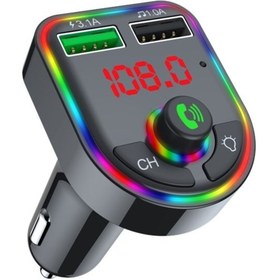 Resim Oto Aksesuarcım Car F6 RGB Bluetooth Araç Kiti FM Transmitter QC 3.1A Type-C Usb Şarj 12-24V 