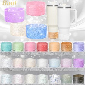 Resim Quencher için Parıltılı Silikon Bot Kılıfı - Spor ve Dış Aktiviteler için Dayanıklı Koruyucu Kapak ile Simli Tasarımlar (Pembe, Mor, Mavi, Yeşil, Sarı, Turuncu, Beyaz) 