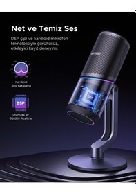 Resim Ugreen Mikrofon 24bit/96khz Işıklı Usb Ses Kontrolü, Yayın, Oyun, Kayıt, Ps5 Kondenser Mikrofon, 35629 