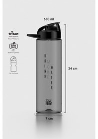 Resim Renga Lidya Yazı Desenli 630 Ml Tritan Matara 912033 Siyah Siyah 