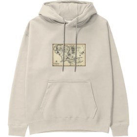 Resim Yüzüklerin Efendisi Orta Dünya Haritası - Lord Of The Rings Hoodie - Krem / XL 