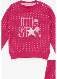 Resim Breeze Kız Bebek Taytlı Takım Simli Puantiye Baskılı Fuşya 