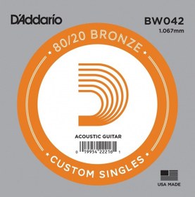 Resim D'addario Bw042 Akustik Tek Tel. 80/20 Bronze Wound. 042. La 