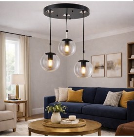 Resim Tt604-3y-sy-kr Tt Ayd. Mat Siyah - Krom 3 Lü Tijli Glop Cam Avize Siyah - Krom - Füme 