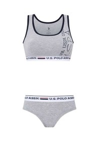 Resim U.S. Polo Assn. Kadın Gri Melanj Büstiyer Şort Takım 66255 Gri 
