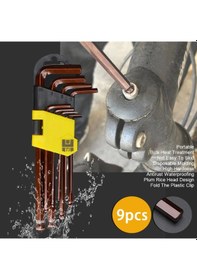 Resim Mufunye 9pc Taşınabilir Hafif Olağanüstü Sertlik S2 Alaşımlı Çelik Orta Stil Yuvarlak Başlı Dahili Altıgen Anahtar 