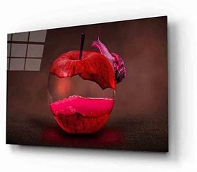 Resim Miyrem Fütüristik Kırmızı Elma Cam Tablo 36x23- myrm3198 