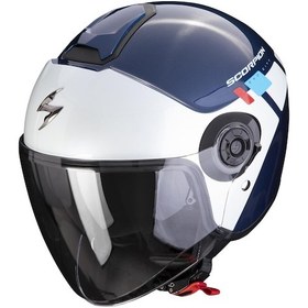 Resim Scorpion Exo City 2 Mall Açık Motosiklet Kaskı Beyaz - Mavi - Kırmızı 