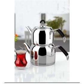 Resim İmaj Mini Silikon Kulplu Çelik Çaydanlık Takımı 