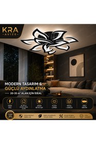 Resim KRAYDINLATMA Rüzgar Plafonyer Lüks Modern 10'Lu Beyaz Ledli Avize 