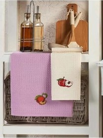 Resim 6lı Meyve Nakışlı Mutfak Kurulama Bezi - Çeyizlik Mutfak Havlu Seti - 40x60 cm - (RBK) 