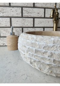 Resim Traverten Teker Patlatma Mermer Lavabo 