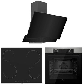 Resim Ferre Fryart Ms Serisi XE63MI - MS261 - D063 Elektrikli Cam Ankastre Set İnox - Siyah 