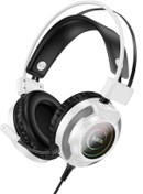 Resim hoco. W110 RGB Aydınlatmalı 2M Kablolu Kafaüstü Oyun- cu Kulaklık - Beyaz 