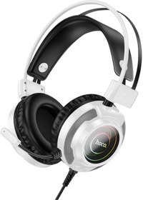 Resim hoco. W110 RGB Aydınlatmalı 2M Kablolu Kafaüstü Oyun- cu Kulaklık - Beyaz 