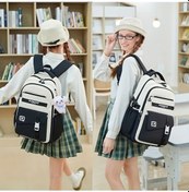 Resim Luckydog 3 Adet Siyah Minimalist Okul Çantası Seti, Kalem Kutusu Ve Hafif Kapasiteli Sırt Çantası Siyah 