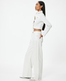 Resim Geniş Paça Kot Pantolon Standart Bel Düğmeli - Bianca Wide Leg Jeans 