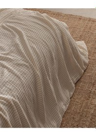 Resim Madame Coco Agnes Çift Kişilik Müslin İpliği Boyalı Lastikli Nevresim Takımı - Bej 8684427204207 Ekru 