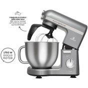 Resim Karaca Mastermaid Chef PRO Çift Kollu Stand Mikser , Çelik Hazneli Galaxy Grey 1750 W 