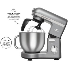 Resim Karaca Mastermaid Chef PRO Çift Kollu Stand Mikser , Çelik Hazneli Galaxy Grey 1750 W 