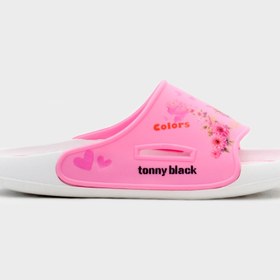 Resim Tonny Black Kız Çocuk Pembe Poli Taban Çiçek Desenli Terlik 