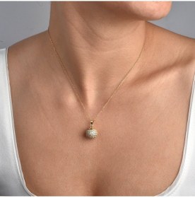 Resim 14 Ayar Altın Kaplama Taşlı Disko Topu Gümüş Kolye - Cns00645 Altın 