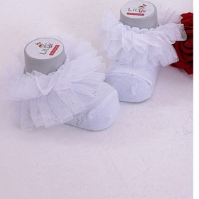 Resim Burçak Çorap Soft Yıkamalı Kız Bebek Çorabı - Tül Ve Güpür Detaylı Pamuklu Model 4'lü Kırık Beyaz 