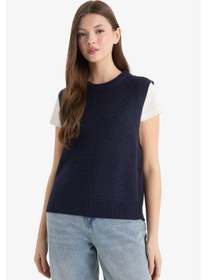 Resim Defacto Oversize Geniş Kalıp Bisiklet Yaka Triko Süveter S0375az25wnnv207 Lacivert 