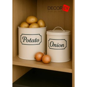 Resim Decorev Pat. Soğan Kovası DC-6754 Metal Beyaz Standsız 