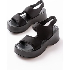 Resim 24414-573 Siyah Dalgıç Günlük Dolgu Topuk Kadın Sandalet Altın - Taba 