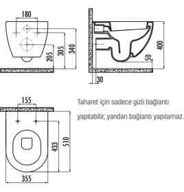 Resim Creavit Free Asma Klozet FE320 Kapak Hariç 