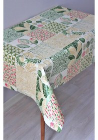 Resim Elyaf Astarlı Silinebilir Pvc Muşamba Masa Örtüsü 1197-3kareyeşilyaprak-yeşil 