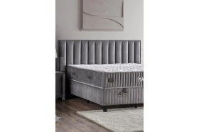 Resim Hades Başlık 140 cm Çift Kişilik Yatak Başlığı - Koyu Gri Babyface Kumaşlı Lüks Baza Başlığı 