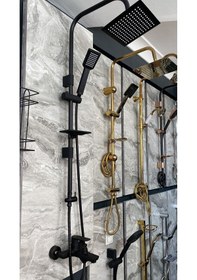 Resim İsaoğlu Yapı Piano Black Siyah Tepe Yağmurlama Duş Seti Ve Siyah Banyo Bataryası Siyah Robot Duş Seti Siyah Duş Siyah 