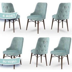 Resim Canisa Concept Pare Serisi Babyface Kumaş 6 Adet Sandalye Ceviz Gürgen Ayak Gümüş Halkalı 
