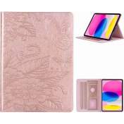 Resim Xfashion Ipad 10.9 (2022) Için Koruyucu Tablet Kasası, Pu Deri Çiçek Kelebek Baskılı Tablet Standı Kapak Otomatik Uyandırma / Uyku Kartı Tutucu (Yurt Dışından) 