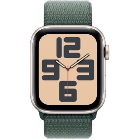 Resim Apple Watch SE GPS, 40 mm Yıldız Işığı Alüminyum Kasa ve Göl Yeşili Spor Loop 