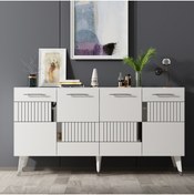 Resim DEMONTE DECOR 4 Kapaklı Moda Konsol Beyaz-gümüş 