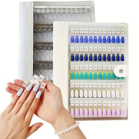 Resim 120 Renkli Tırnak Salonu Örneği, 120 Tırnak Ucu Profesyonel Tırnak Renk Kartı Ekran Jel Cilalama Kitabı, Yapıştırıcısız Tırnak Sanat Stüdyosu İçin Pratik Tasarım Tahtası ve Profesyonel Tırnak Salonu Renk Kartı Defteri Seti 